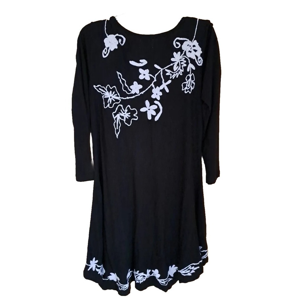 Natural Impressions Medium Black Embroidered Cardigan Lightweight Layer Sweater - Picture 2 of 7
